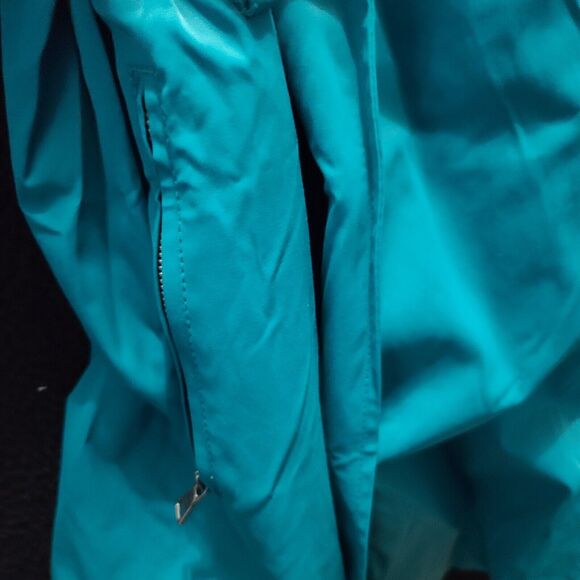 Mossimo Womens,Trench Coat Teal Size 4 Cotton Blend Long Sleeve Zip And Belted - Picture 11 of 12